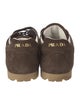 Prada Enameled Metal Triangle Suede Sneakers