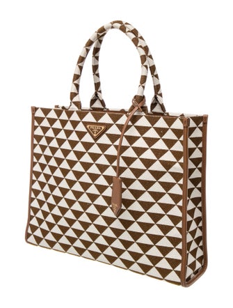Prada Enameled Metal Triangle symbole tote bag Large