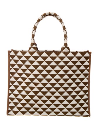 Prada Enameled Metal Triangle symbole tote bag Large