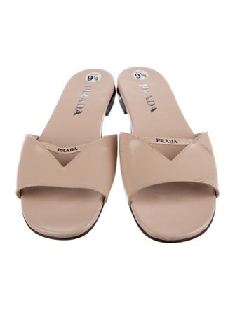Prada Leather Cutout Accent Slides