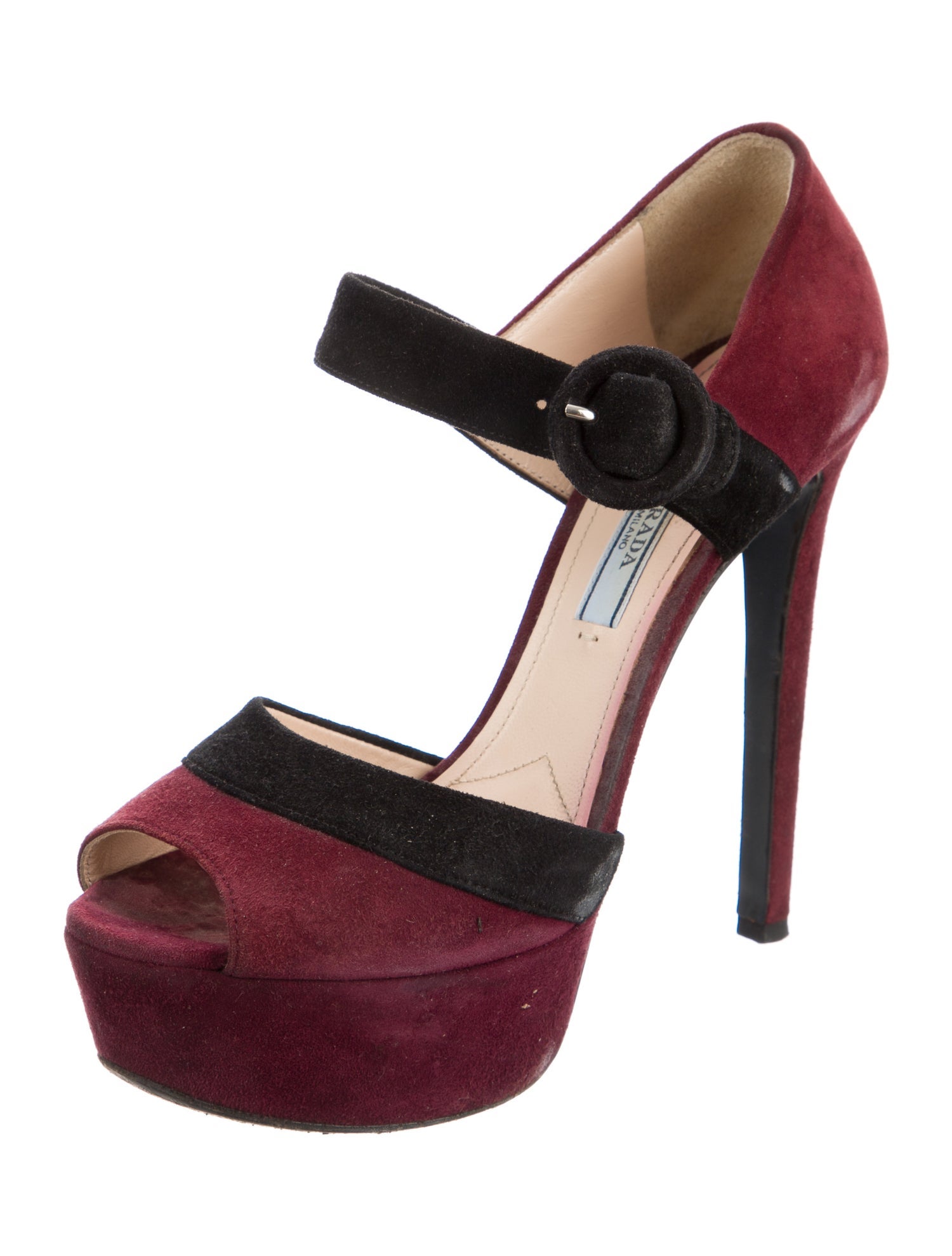 Prada Suede Colorblock Pattern Sandals