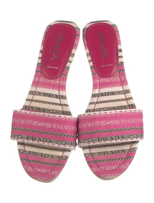 Prada Striped Studded Accents Slides