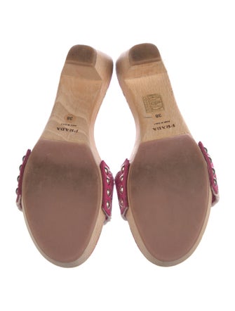 Prada Striped Studded Accents Slides