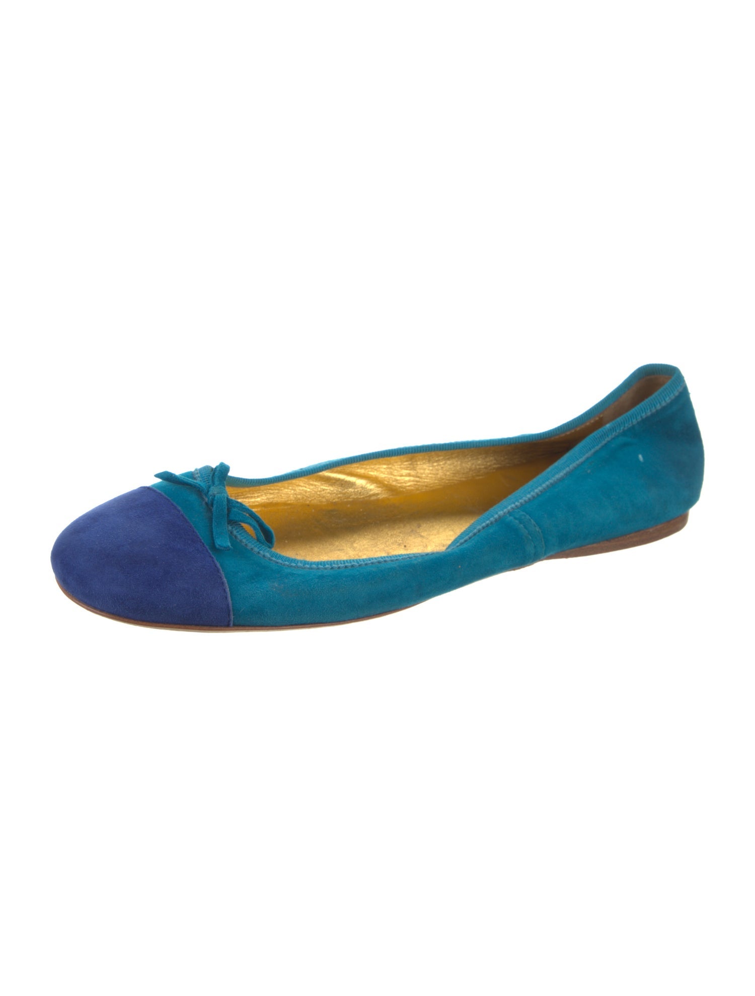 Prada Suede Bow Accents Ballet Flats