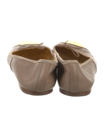 Prada Leather Bow Accents Ballet Flats