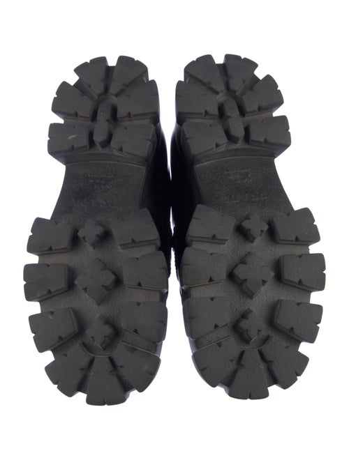 Prada Enameled Metal Triangle Leather Oxfords