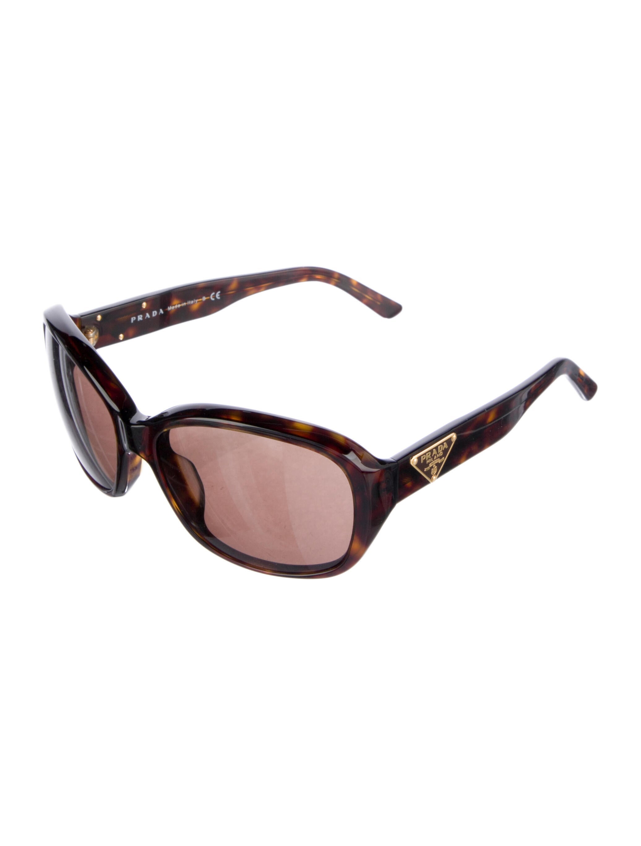 Prada Enameled Metal Triangle Oversize Sunglasses