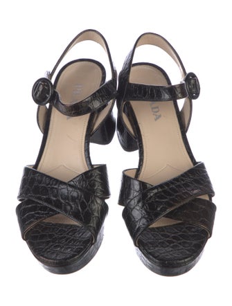 Prada Embossed Leather Sandals