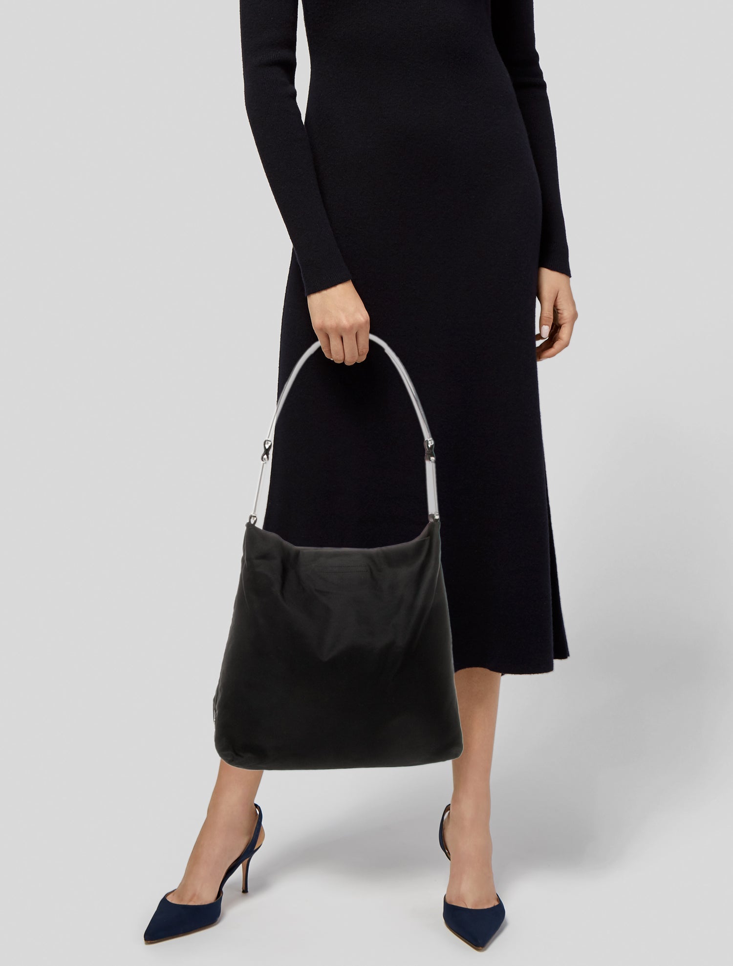 Prada Enameled Metal Triangle Shoulder Bag