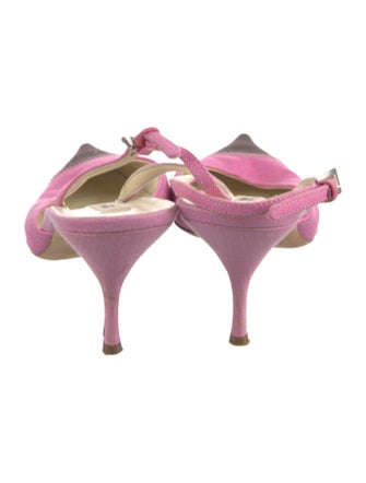 Prada Canvas Colorblock Pattern Slingback Pumps