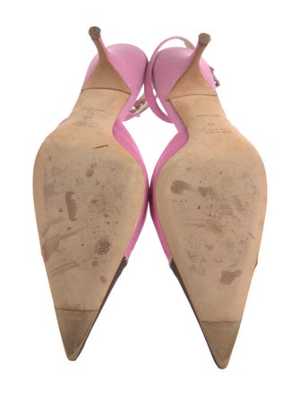 Prada Canvas Colorblock Pattern Slingback Pumps