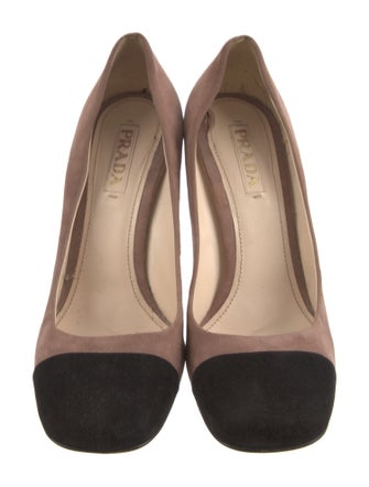 Prada Suede Colorblock Pattern Pumps