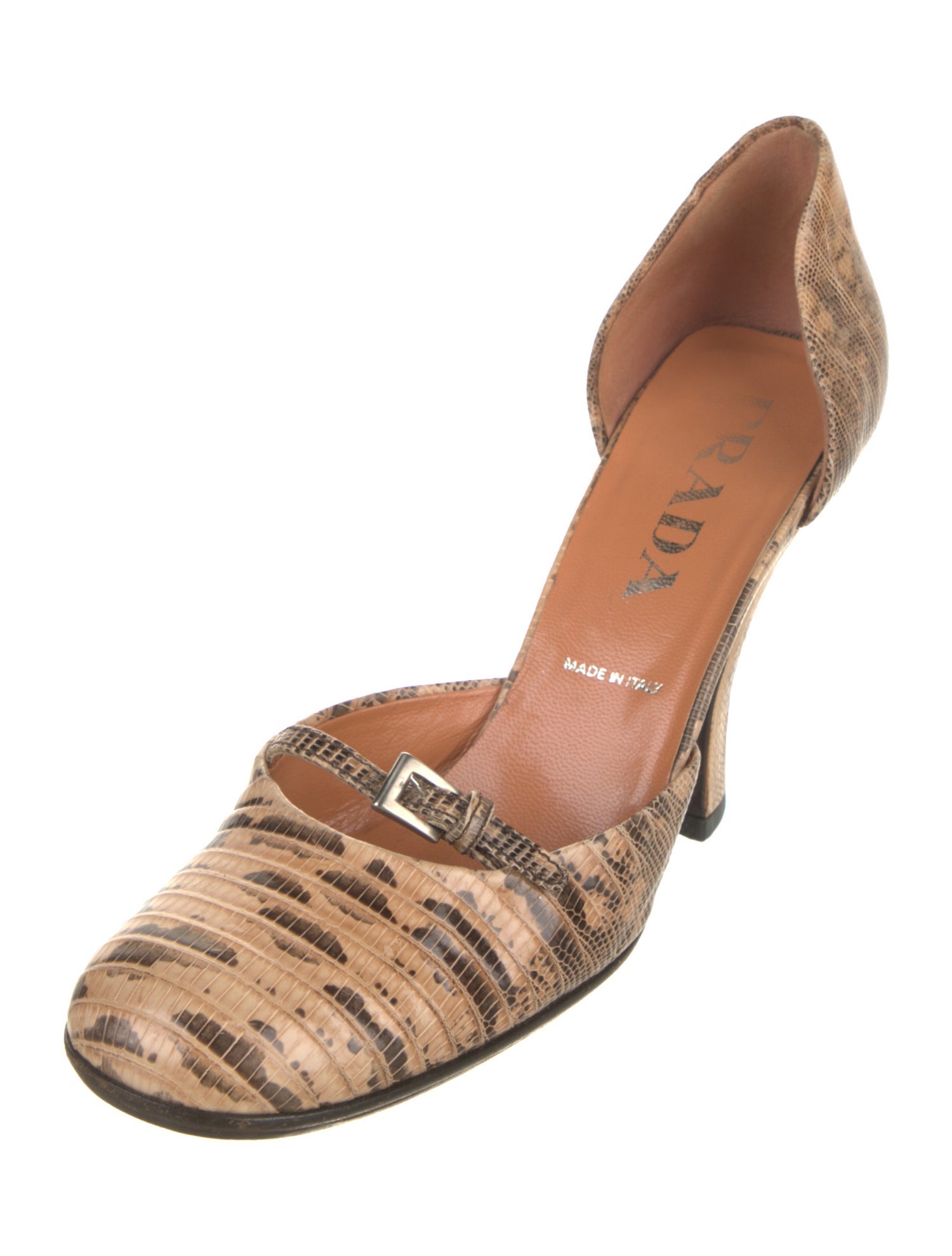 Prada Embossed Leather Animal Print D'Orsay Pumps
