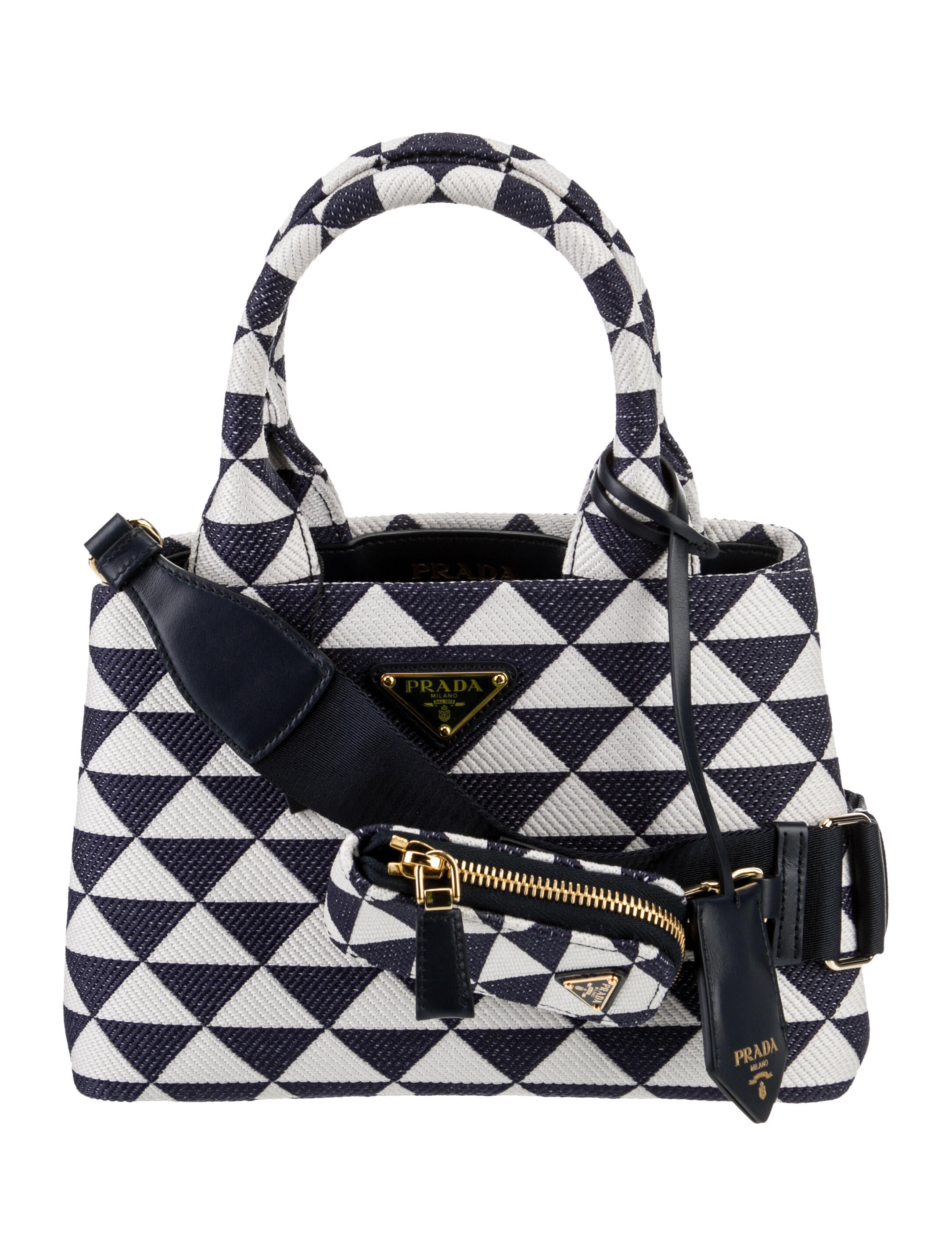 Prada Enameled Metal Triangle Hobo