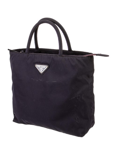 Prada Enameled Metal Triangle Tessuto City