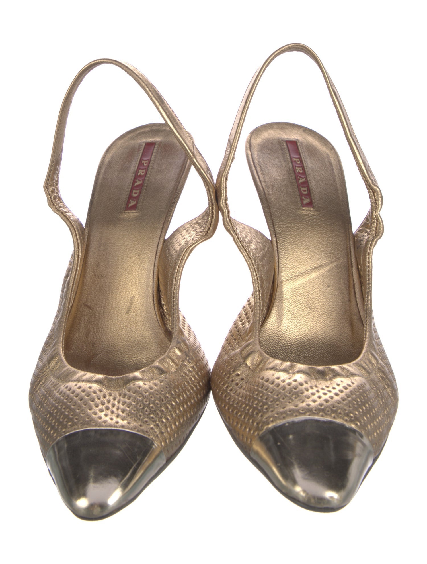 Prada Sport Leather Lasercut Accents Slingback Pumps