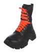 Prada Leather Colorblock Pattern Combat Boots