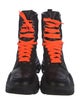 Prada Leather Colorblock Pattern Combat Boots