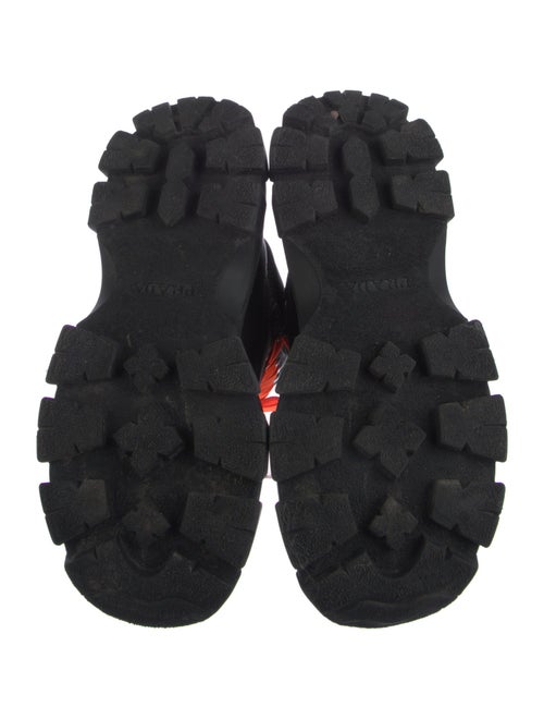 Prada Leather Colorblock Pattern Combat Boots