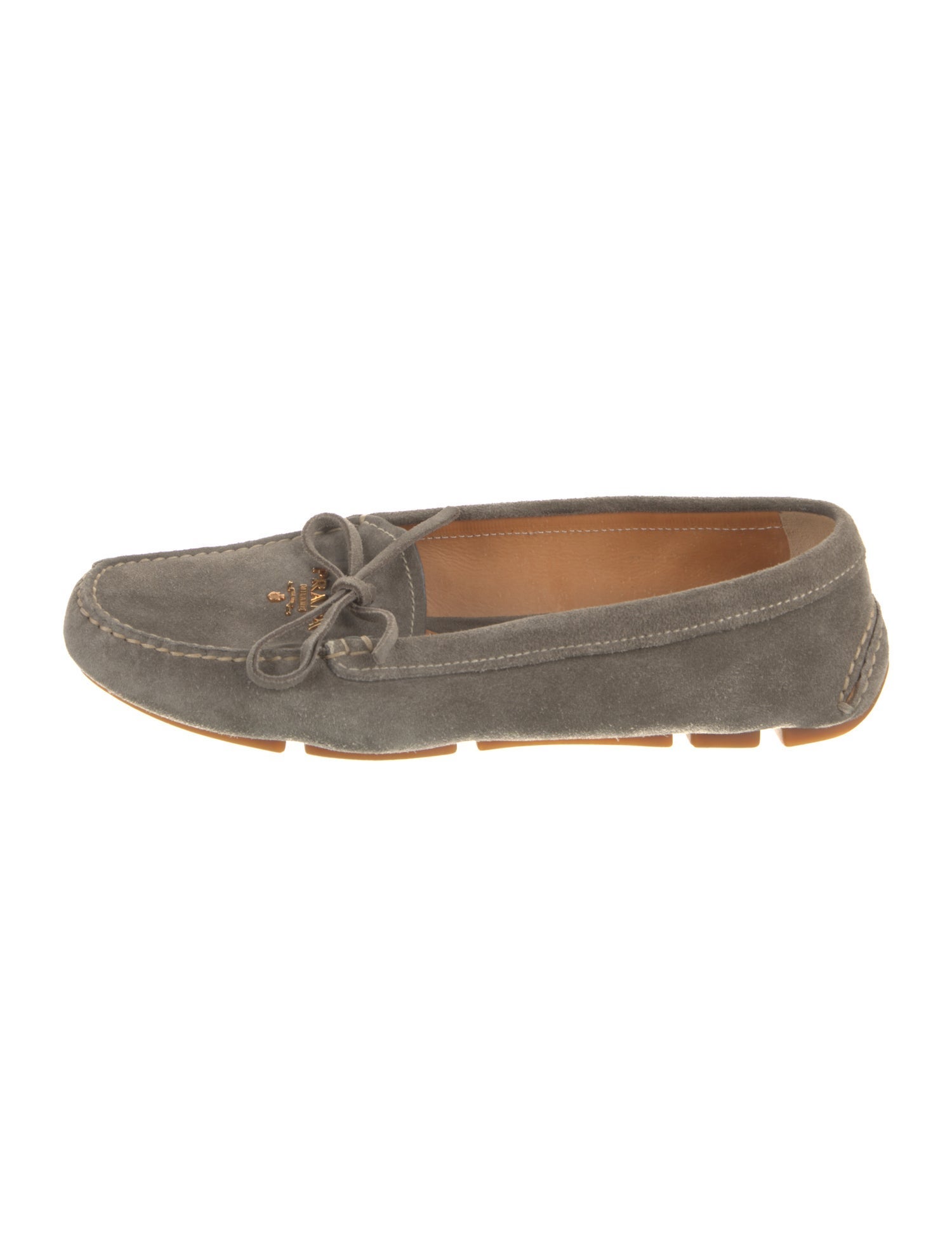 Prada Suede Whipstitch Trim Moccasins
