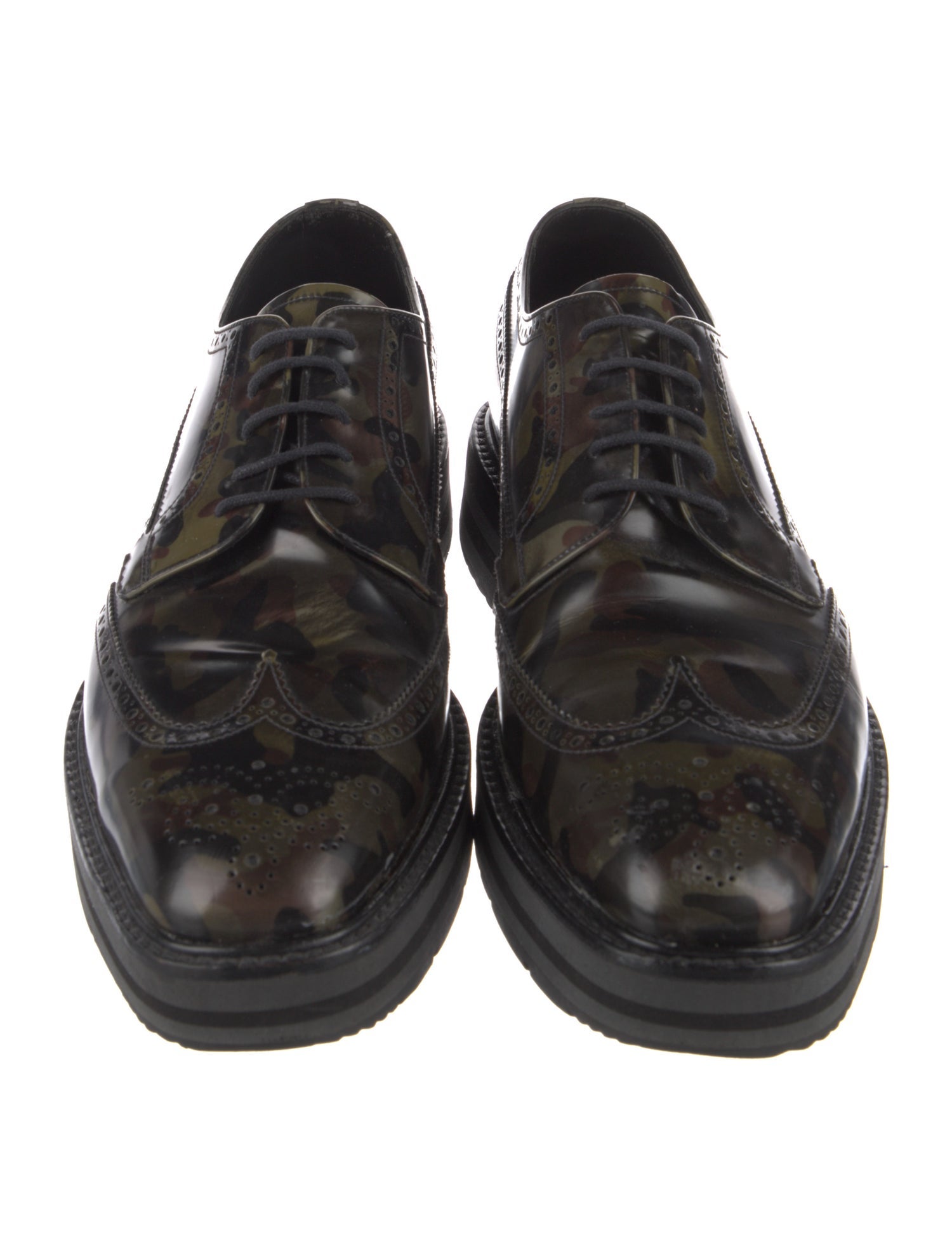 Prada Leather Printed Brogues