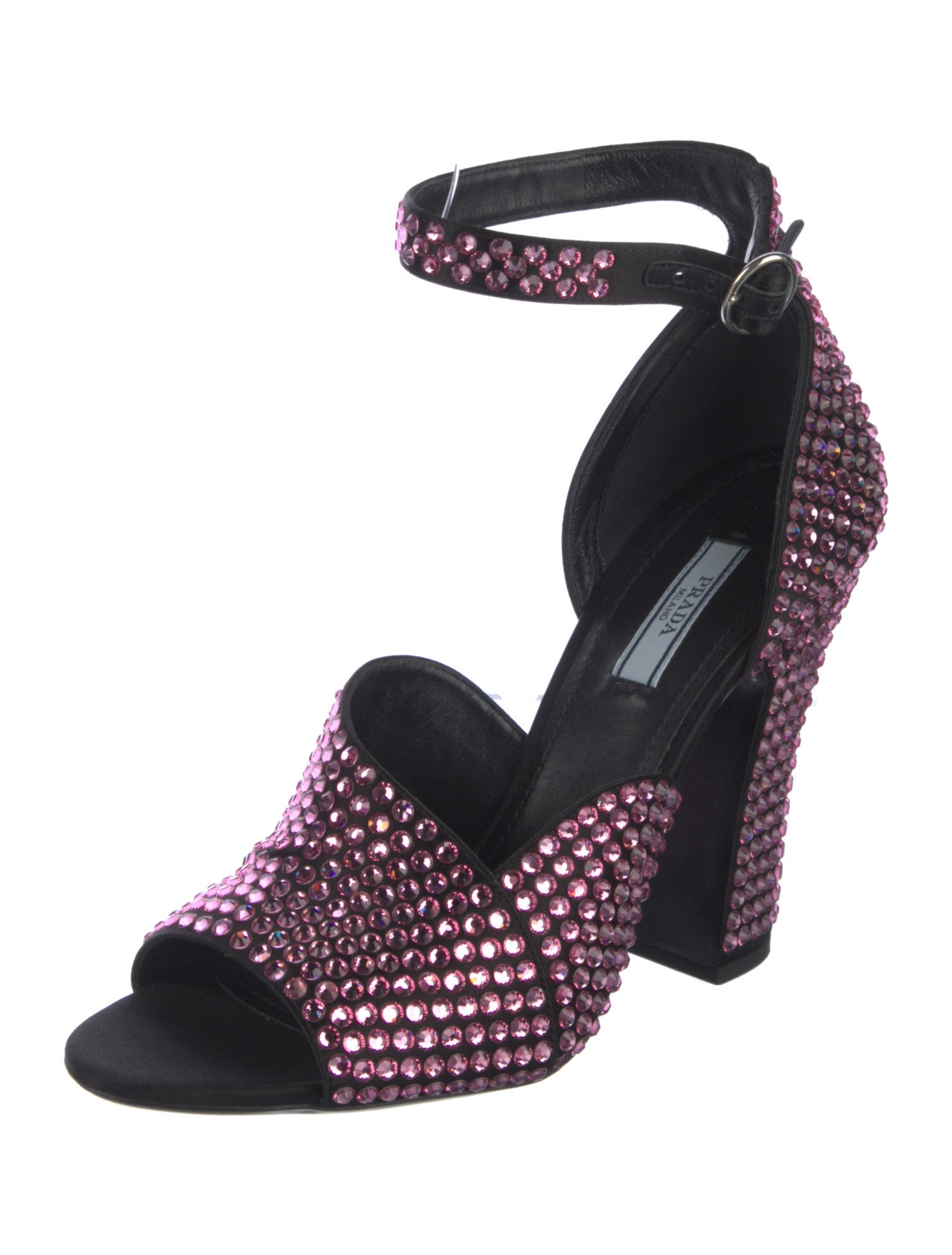 Prada Satin Crystal Embellishments D'Orsay Pumps