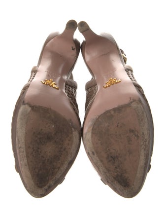Prada Leather Lasercut Accents Slingback Pumps