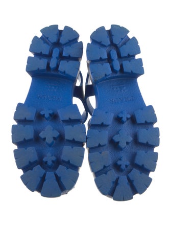 Prada Enameled Metal Triangle Rubber Gladiator Sandals