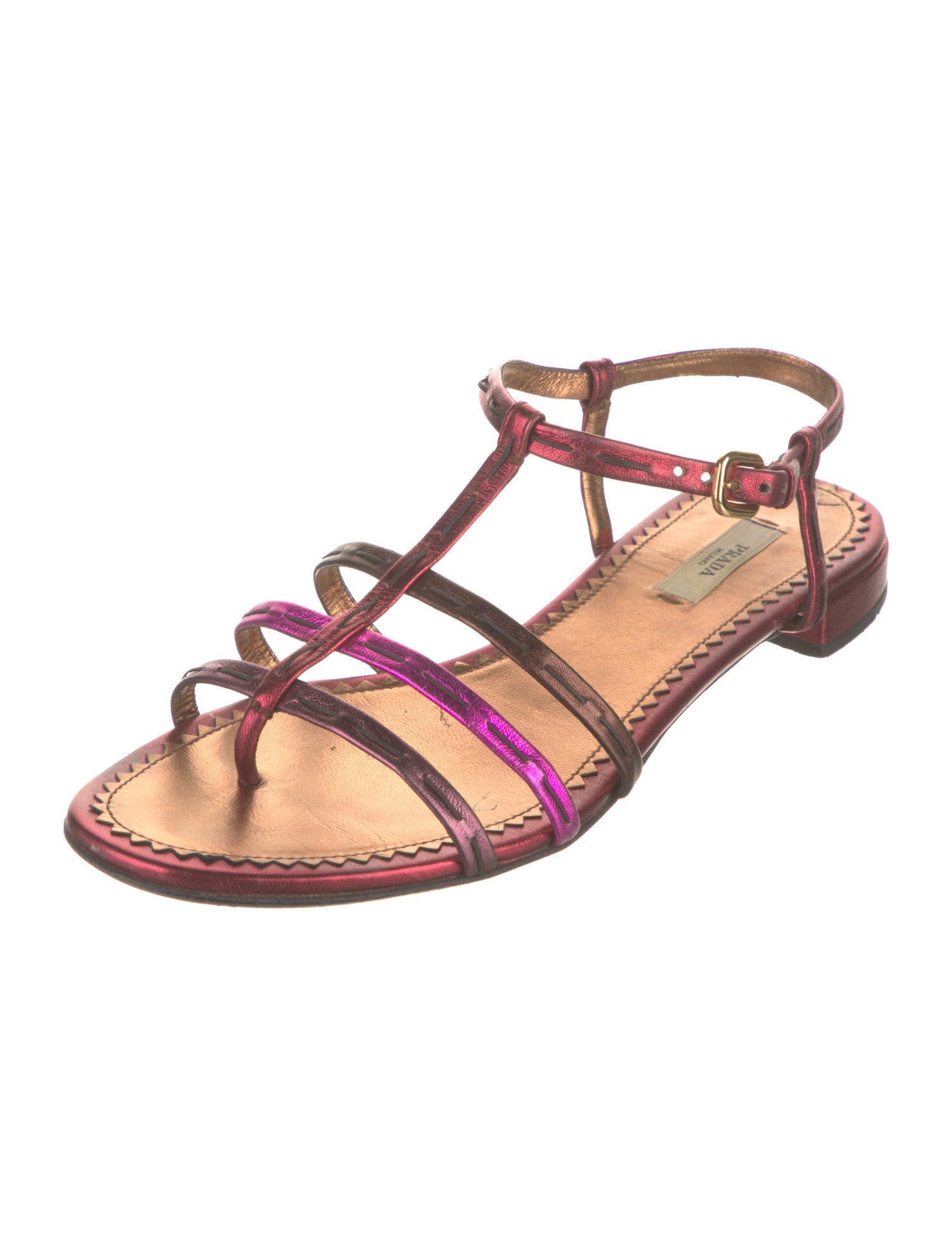 Prada Leather Animal Print Gladiator Sandals