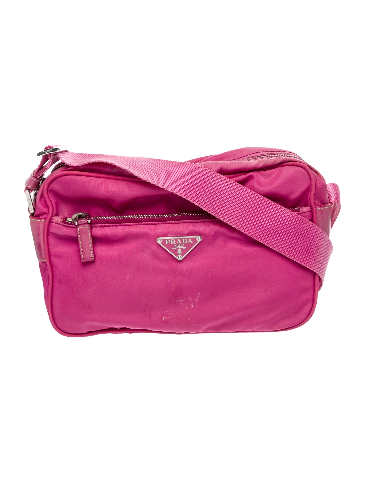 Prada Enameled Metal Triangle Messenger Bag