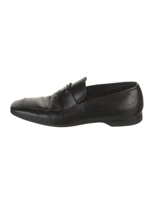 Prada Sport Enameled Metal Triangle Leather Loafers