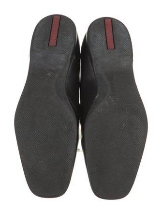 Prada Sport Enameled Metal Triangle Leather Loafers