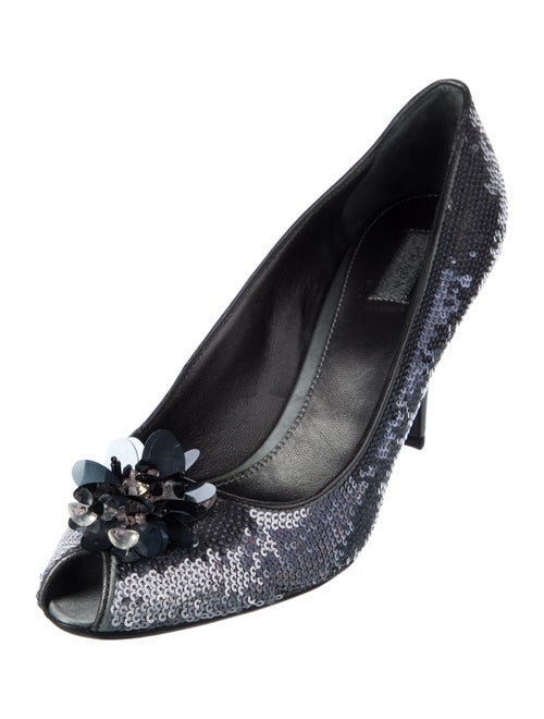 Prada Sequins Floral Print Pumps