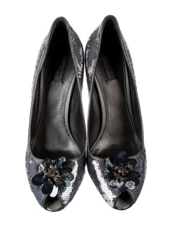 Prada Sequins Floral Print Pumps