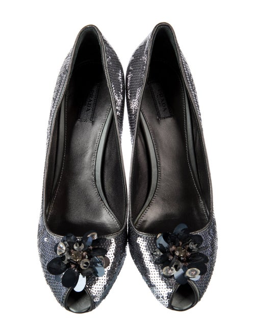 Prada Sequins Floral Print Pumps