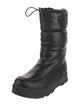 Prada Enameled Metal Triangle Leather Combat Boots