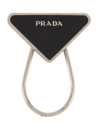 Prada Enamel Triangle Logo Key Holder