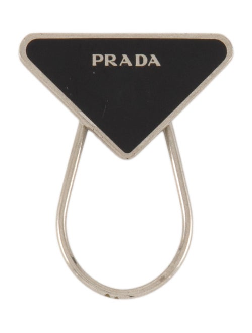 Prada Enamel Triangle Logo Key Holder