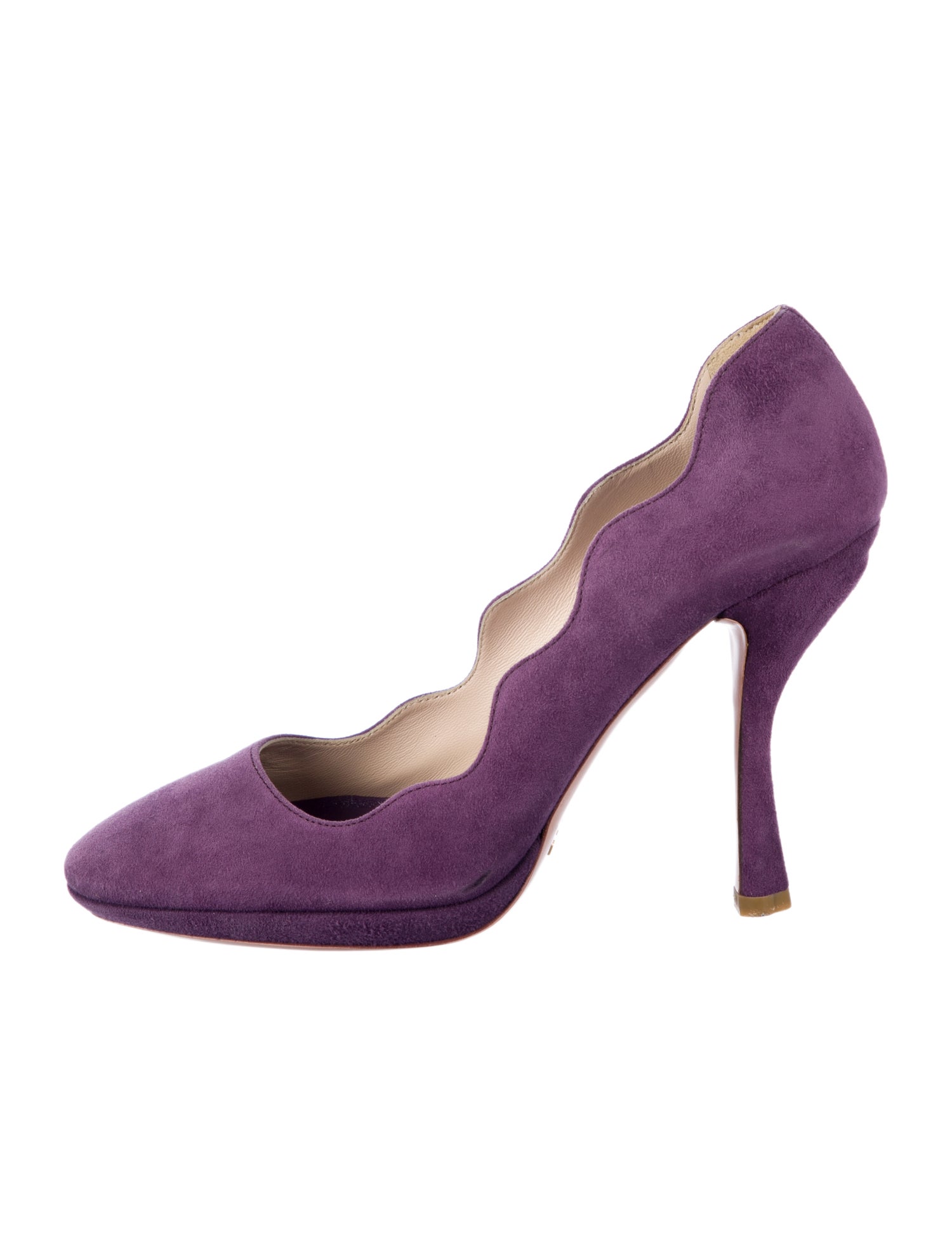 Prada Suede Scalloped Accent Pumps