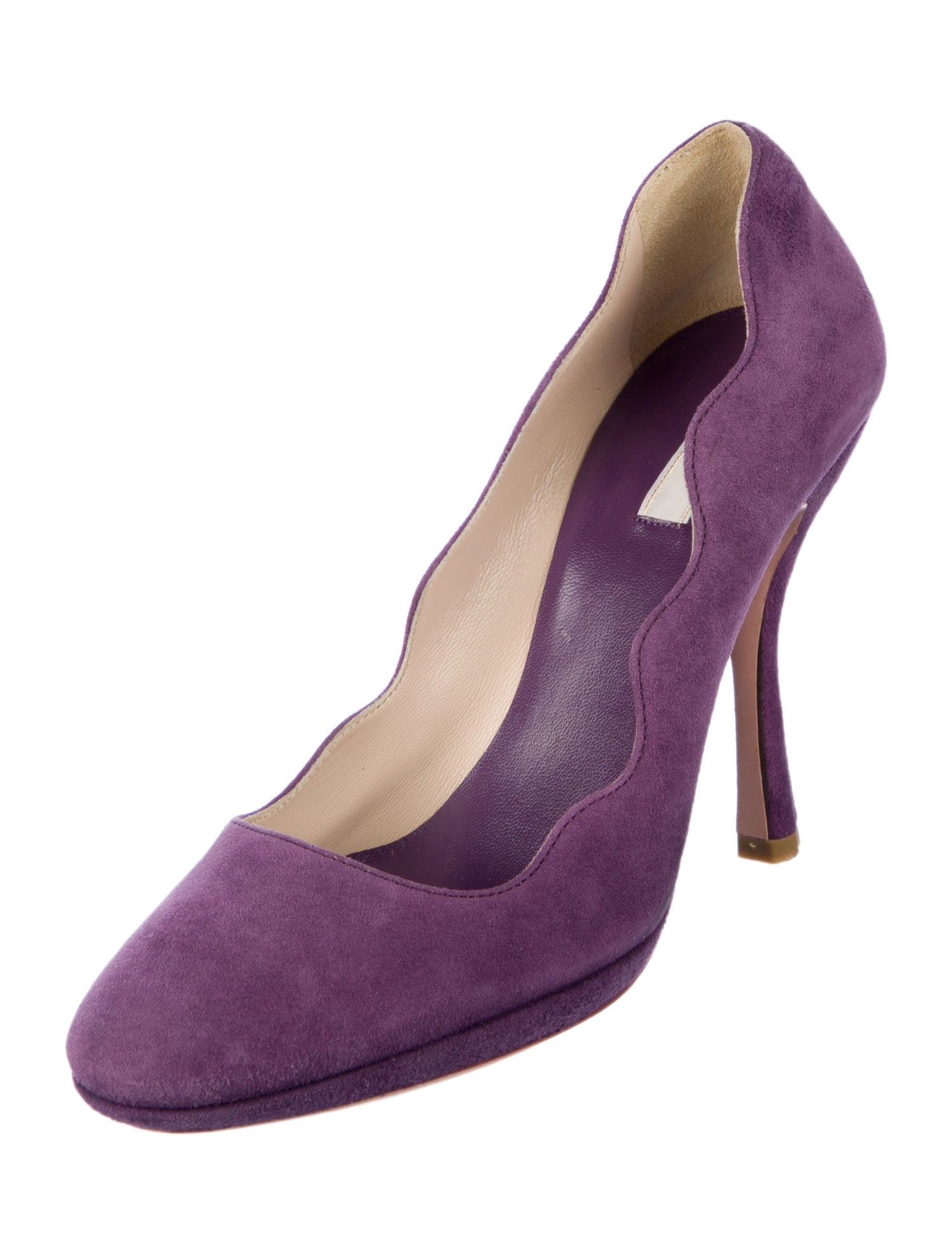 Prada Suede Scalloped Accent Pumps