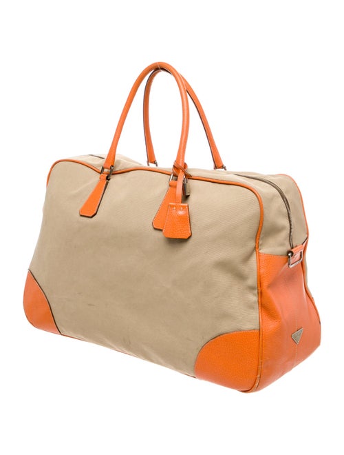 Prada Enameled Metal Triangle Weekender Bag