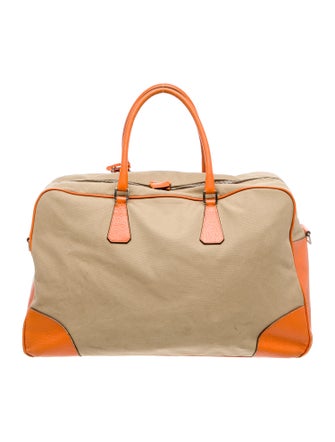 Prada Enameled Metal Triangle Weekender Bag