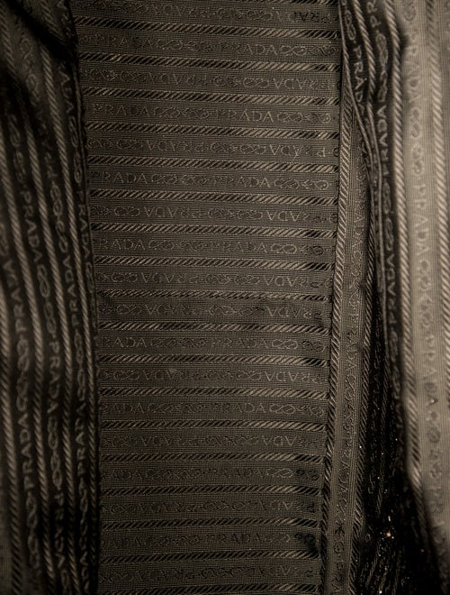 Prada Enameled Metal Triangle Weekender Bag