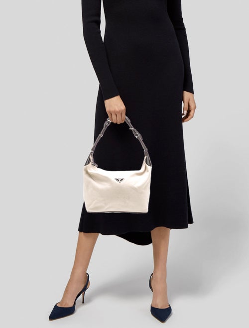 Prada Enameled Metal Triangle Hobo