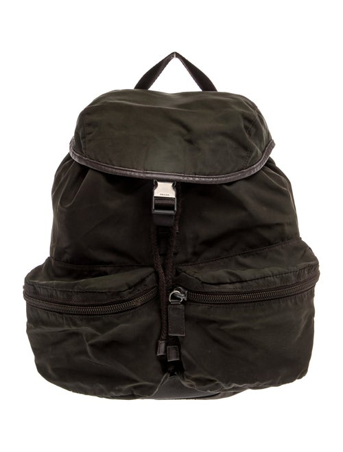 Prada Enameled Metal Triangle Backpack