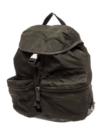 Prada Enameled Metal Triangle Backpack