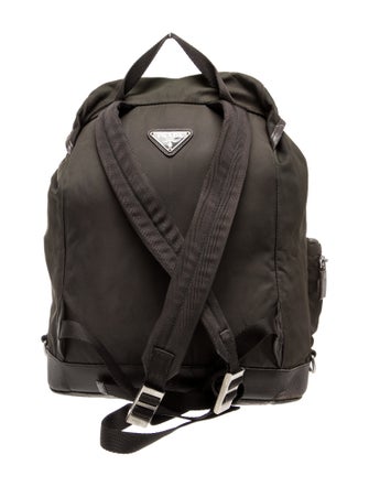 Prada Enameled Metal Triangle Backpack