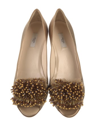 Prada Satin Raw-Edge Trim Pumps