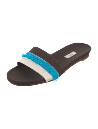 Prada Canvas Colorblock Pattern Slides