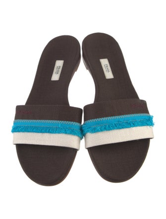 Prada Canvas Colorblock Pattern Slides
